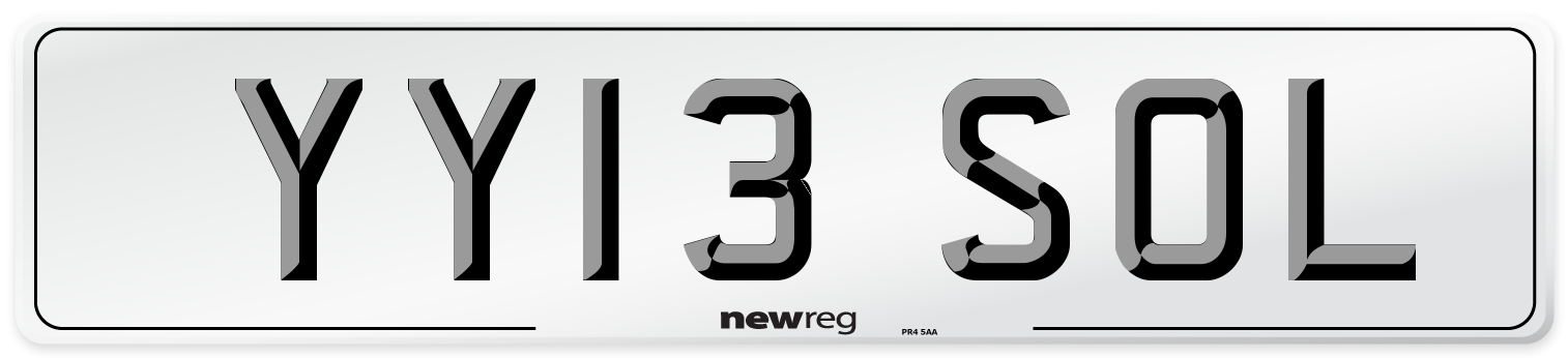 YY13 SOL Number Plate from New Reg